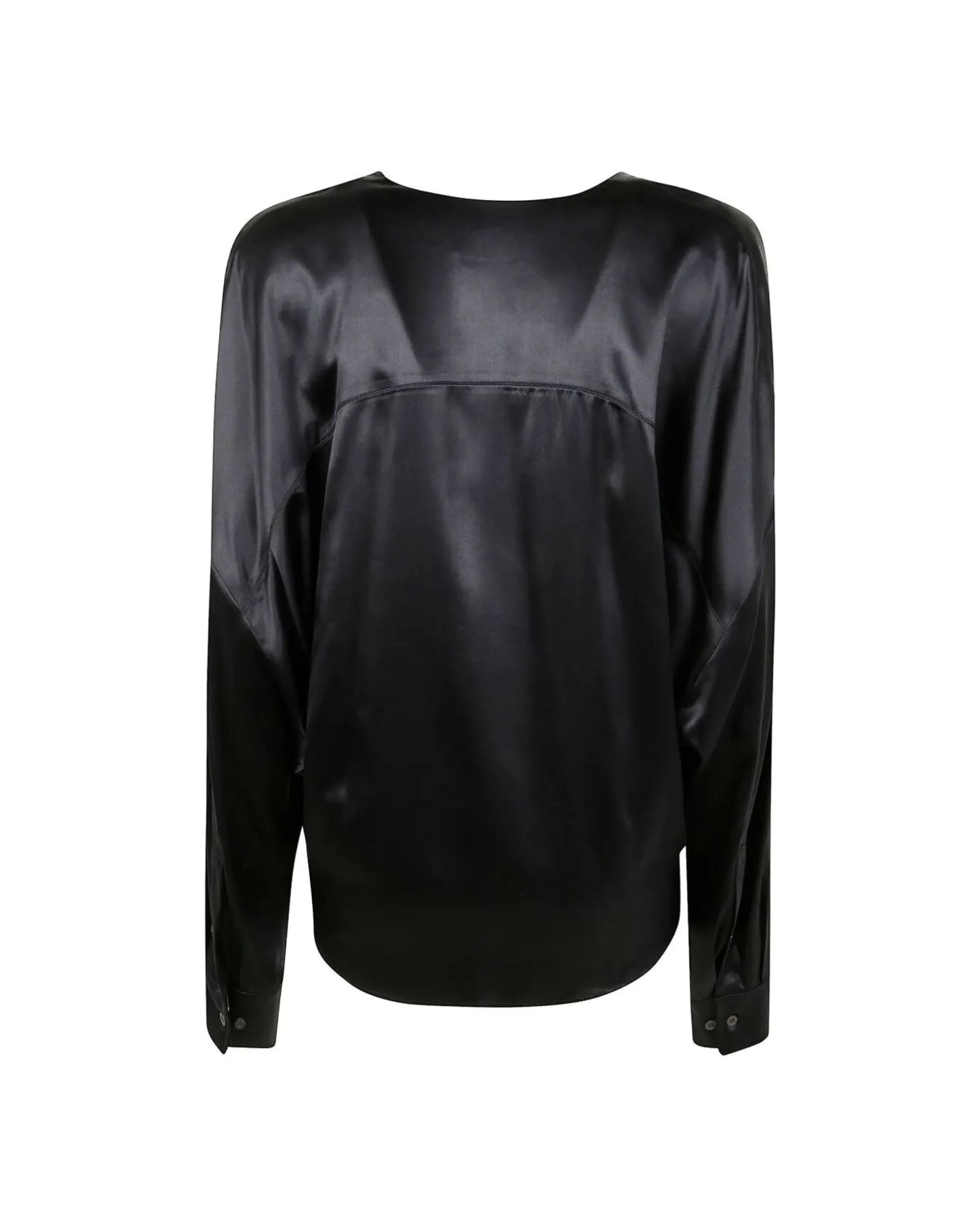 Blouse Femme Satin Noir Cache-Cœur – Élégance Chic & Fluide