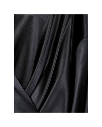 Blouse Femme Satin Noir Cache-Cœur – Élégance Chic & Fluide