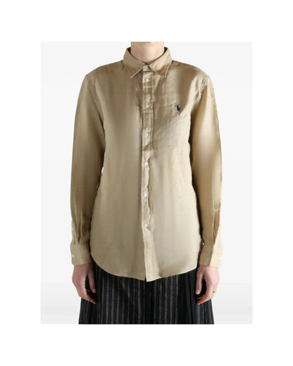 Chemise Polo Ralph Lauren en Lin Beige Femme – Élégance & Confort Premium