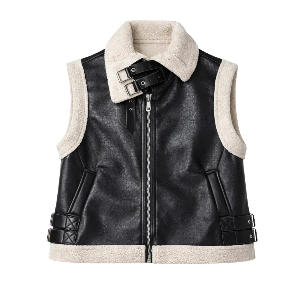 Veste Sans Manches en Similicuir