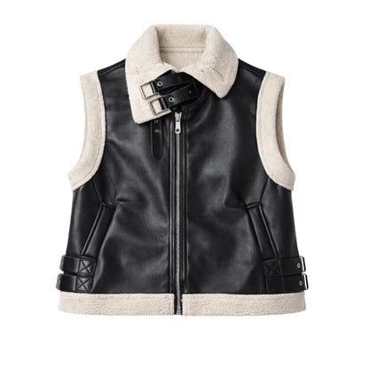 Veste Sans Manches en Similicuir