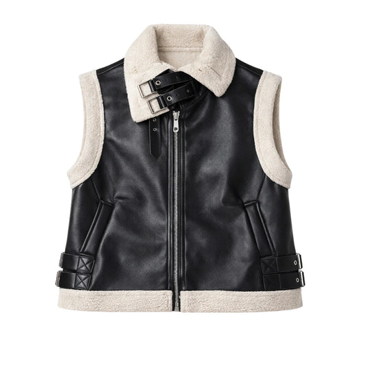 Veste Sans Manches en Similicuir